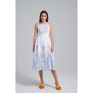 Anthropologie Love The Label Juliette Embroidered Midi Dress Halter S NWD